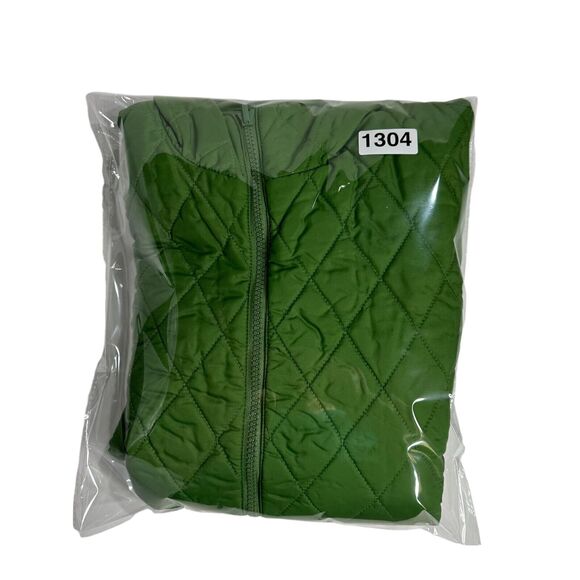 Lands End M Green Quilted Mockneck Jacket Lightweight Fall Thermolite Barn Chore - Picture 10 of 10